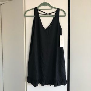 Cooper and Ella Black Silk dress with ruffle XS